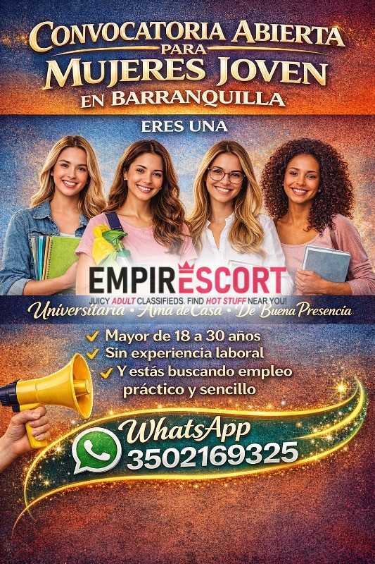 oferta de empleo para mujeres somos agencia discreta domicilio en barranquilla buscando universitaria trabaja en tu tiempo libre pagos diarios